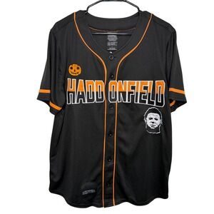 BoxLunch Halloween Baseball Jersey Mens L Black NWT Michael Myers Haddonfield 78